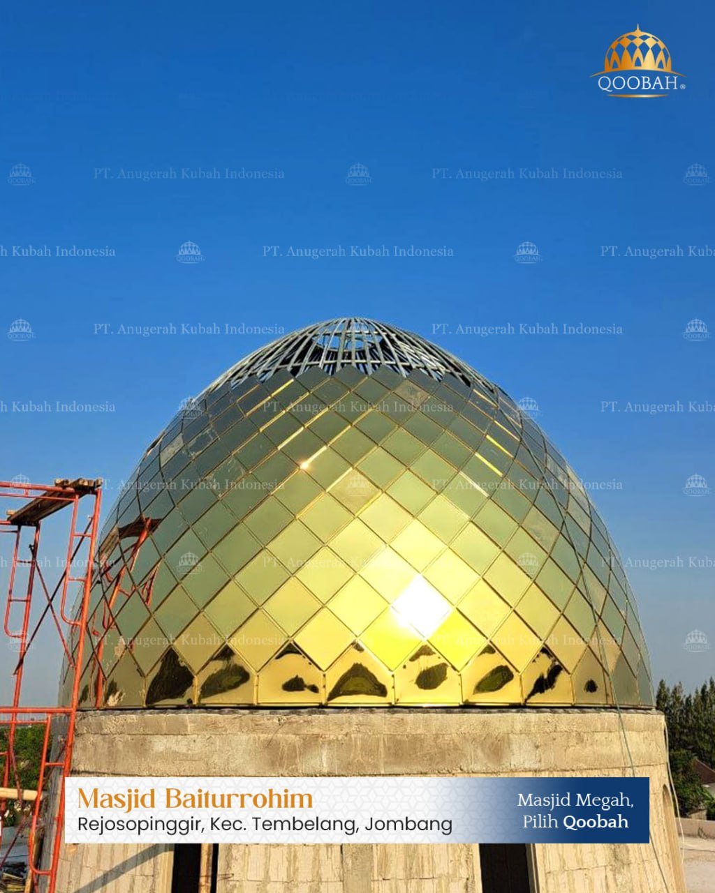 Hasil Pemasangan Kubah Masjid Enamel Bergaransi 20 Tahun - Qoobah.id